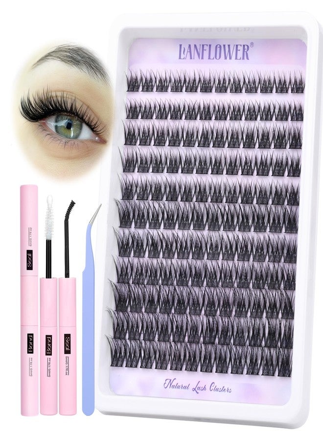 LANFLOWER Lash Extension Kit Natural Lash Clusters Kit Waterproof Eyelash Extension Kit Wispy Lash Clusters C Curved Cluster Eyelash Extensions Kit 10-16 mm Individual Lashes by Lanflower - Image 1